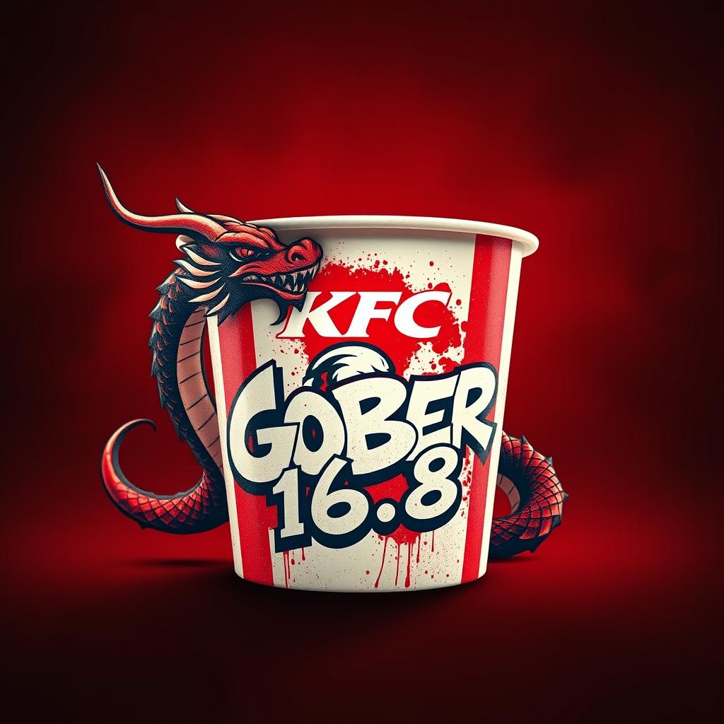 A KFC bucket can prominently featuring graffiti art with the text 'GOBER 1