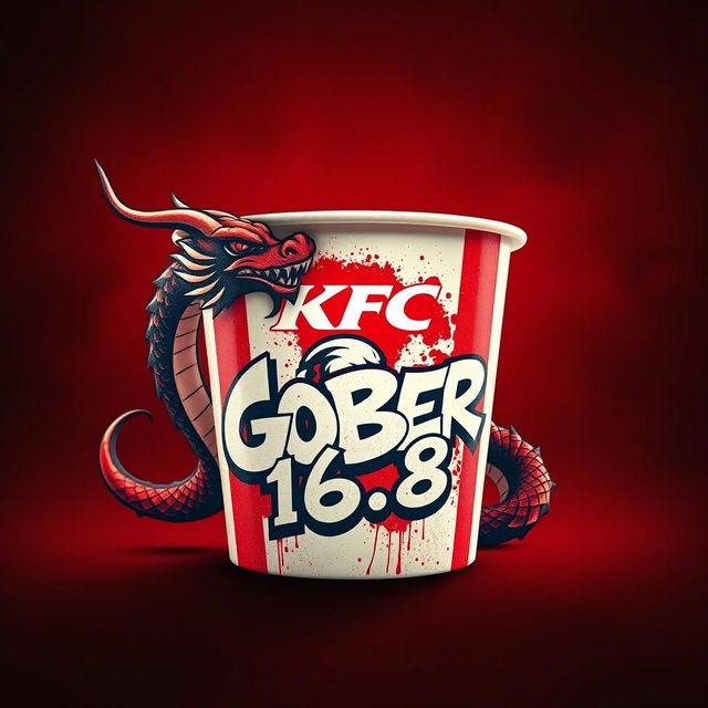 A KFC bucket can prominently featuring graffiti art with the text 'GOBER 1