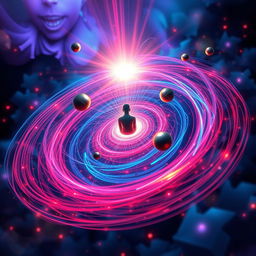 An artistic representation of the Magneto Alaric effect, showcasing an intricate swirling pattern of magnetism around a central figure