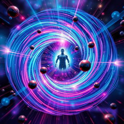 An artistic representation of the Magneto Alaric effect, showcasing an intricate swirling pattern of magnetism around a central figure