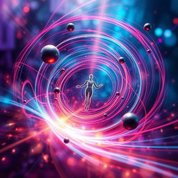 An artistic representation of the Magneto Alaric effect, showcasing an intricate swirling pattern of magnetism around a central figure