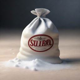 A hyper-realistic digital art piece depicts a sack of sugar