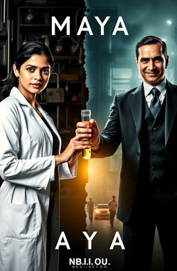 A striking cover image featuring a split composition showcasing Maya and Dhruv