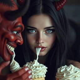 A stunning young woman with long, beautiful black hair and crystal blue eyes, shedding tears of emotion