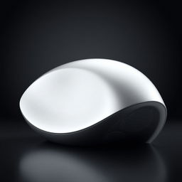 A sleek, futuristic speaker design featuring smooth contours and a minimalist aesthetic