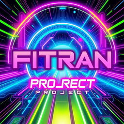 An eye-catching album cover for a band called 'FITRAN PROJECT', featuring a vibrant electronic music theme