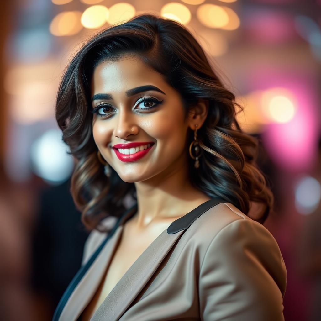 A portrait of Bollywood actress Taapsee Pannu, showing her in an elegant pose with a confident smile
