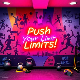 A vibrant gym wall design showcasing a striking mural that embodies the spirit of fitness and wellness