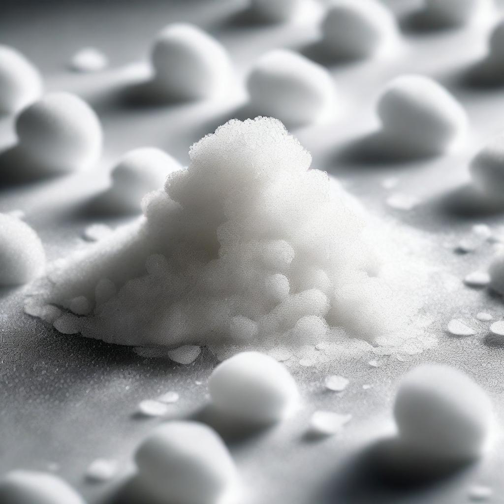 A hyper-realistic digital art piece showcases granulated sugar