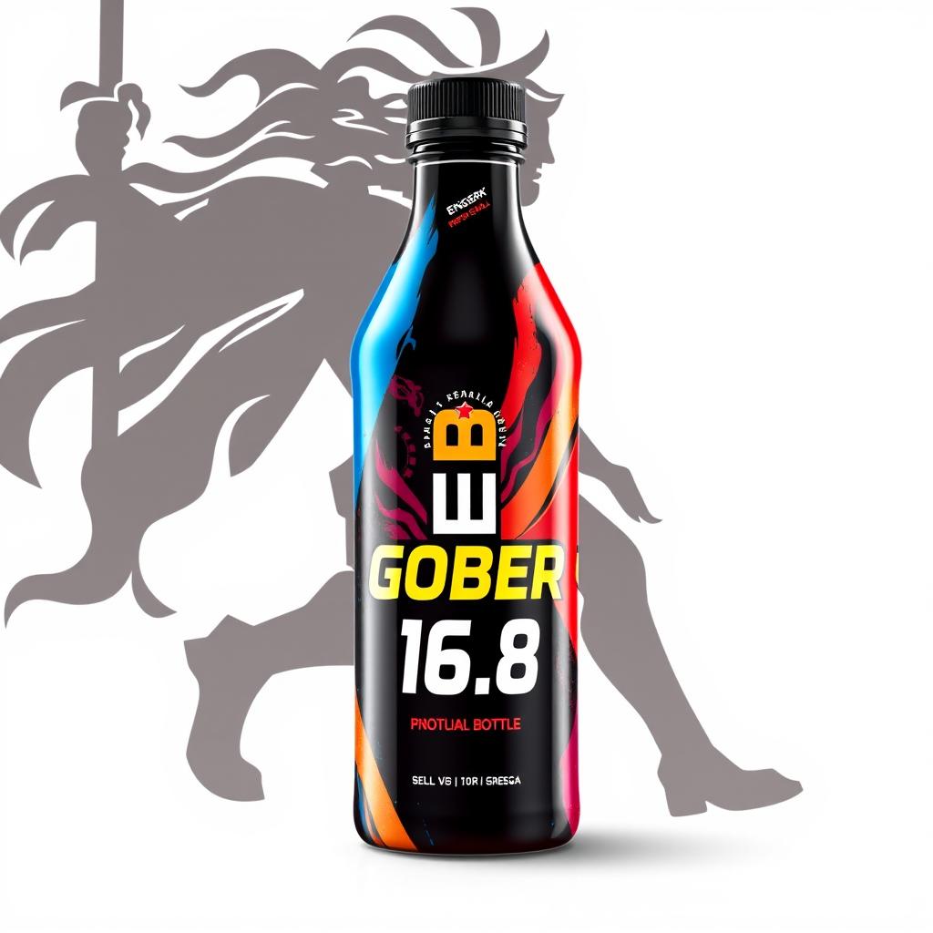 A vibrant and striking energy bottle design prominently featuring the logo 'GOBER 1