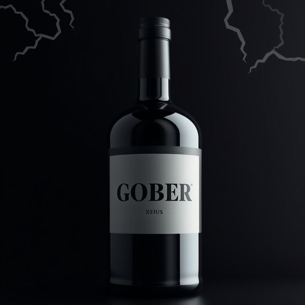 A sleek black label bottle prominently displaying the logo name 'GOBER' in bold, striking typography