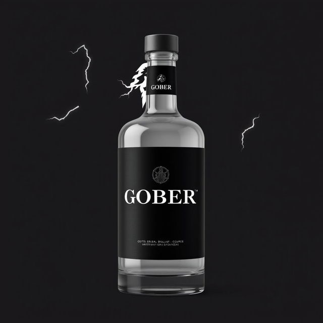 A sleek black label bottle prominently displaying the logo name 'GOBER' in bold, striking typography