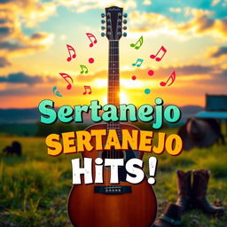 A vibrant and engaging YouTube thumbnail focused on sertanejo music