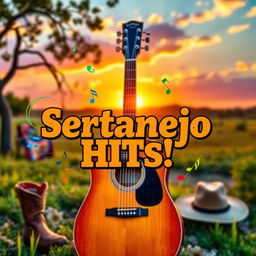 A vibrant and engaging YouTube thumbnail focused on sertanejo music