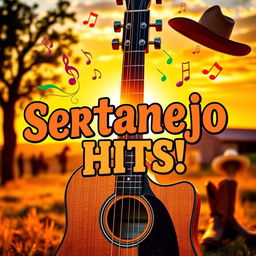 A vibrant and engaging YouTube thumbnail focused on sertanejo music