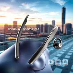 A futuristic design for slim neckband earphones, showcasing an uncommon and innovative aesthetic