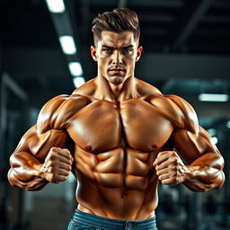 A muscular person showcasing a strong physique, striking a powerful pose