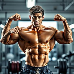 A muscular person showcasing a strong physique, striking a powerful pose