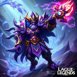 A 3D champion character inspired by League of Legends, depicted in a dynamic pose that showcases action and movement
