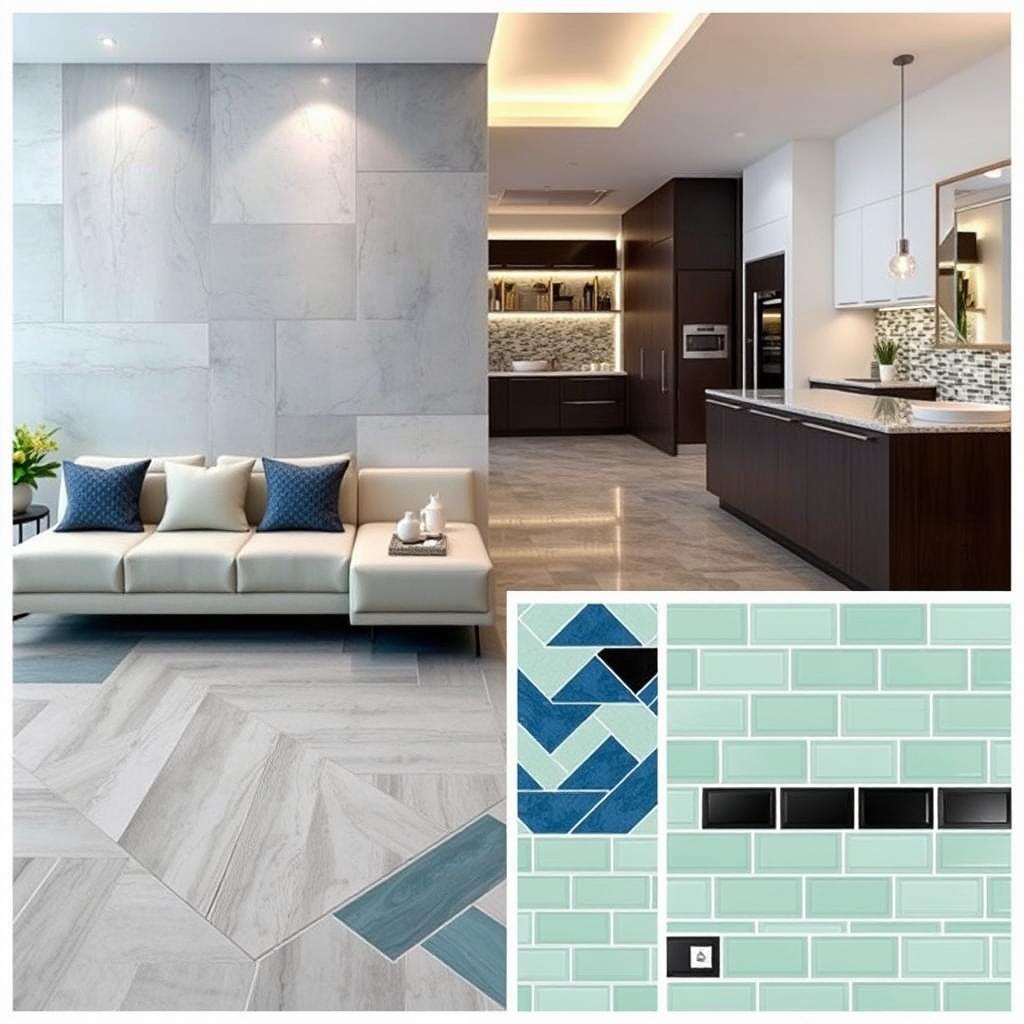 A beautifully designed modern house interior showcasing various tile options