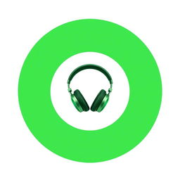 A green circle containing a pair of stylish headphones, centered within the circle