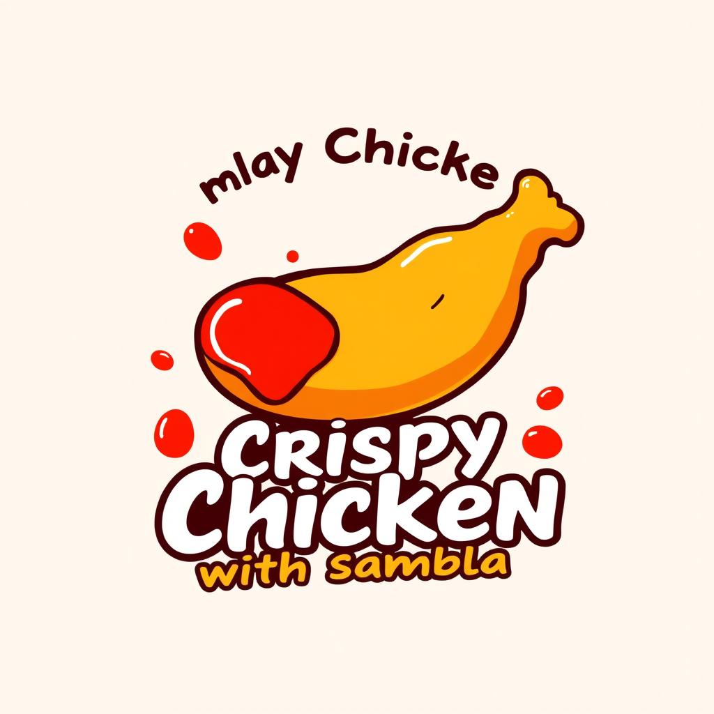 A creative and modern logo design for a brand specializing in crispy chicken with sambal