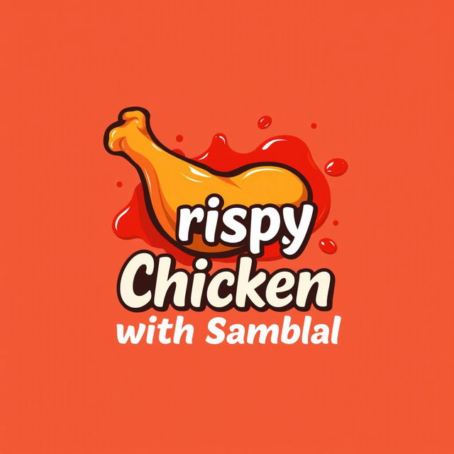 A creative and modern logo design for a brand specializing in crispy chicken with sambal