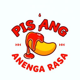 A logo design featuring a stylized illustration of goreng pisang (fried banana) with an abundance of spicy sambel (sauce) dripping over it