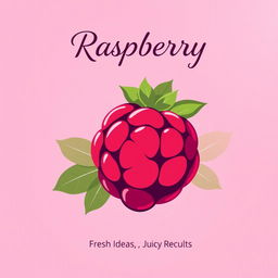 A modern and vibrant poster design for a company named 'Raspberry', featuring a bold and playful raspberry fruit graphic in the center