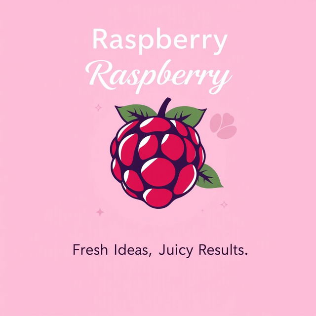 A modern and vibrant poster design for a company named 'Raspberry', featuring a bold and playful raspberry fruit graphic in the center