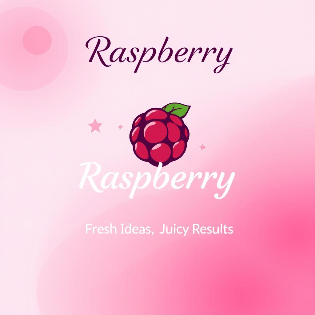 A modern and vibrant poster design for a company named 'Raspberry', featuring a bold and playful raspberry fruit graphic in the center