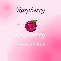 A modern and vibrant poster design for a company named 'Raspberry', featuring a bold and playful raspberry fruit graphic in the center