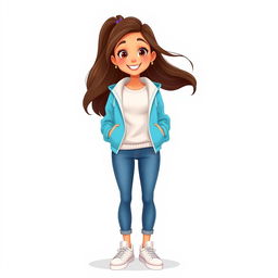 A tall and beautiful cartoon model standing against a white background