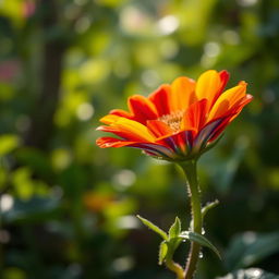 A single vibrant flower in full bloom, showcasing its vivid colors and intricate details