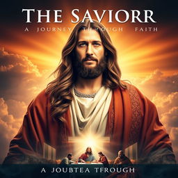 A stylized film poster featuring a majestic and heroic representation of Jesus Christ