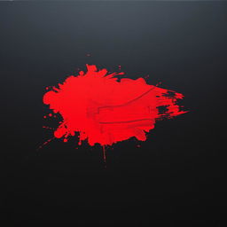A black canvas with a large, vibrant splash of red paint in the center, creating a striking contrast