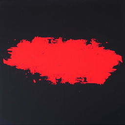 A black canvas with a large, vibrant splash of red paint in the center, creating a striking contrast