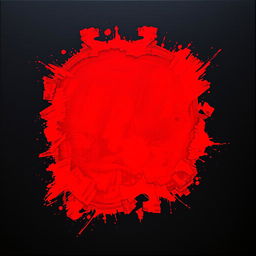 A black canvas with a large, vibrant splash of red paint in the center, creating a striking contrast
