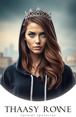 A captivating novel poster featuring a woman wearing a stylish hoodie