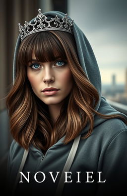A captivating novel poster featuring a woman wearing a stylish hoodie