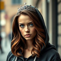 A captivating novel poster featuring a woman with fair skin wearing a stylish hoodie
