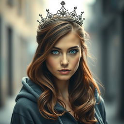 A captivating novel poster featuring a woman with fair skin wearing a stylish hoodie