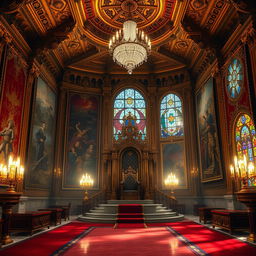 A grand throne room filled with opulence for a fantasy novel cover