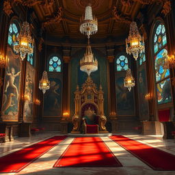 A grand throne room filled with opulence for a fantasy novel cover