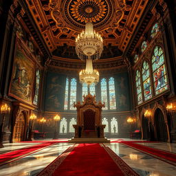 A grand throne room filled with opulence for a fantasy novel cover