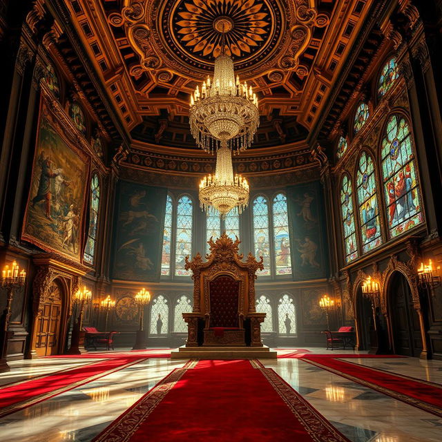 A grand throne room filled with opulence for a fantasy novel cover