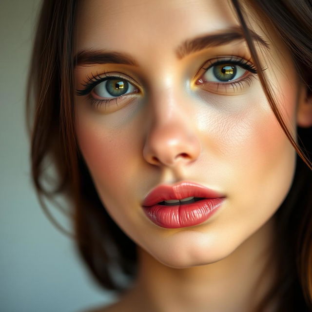 A close-up portrait of a young woman with beautifully subtle makeup