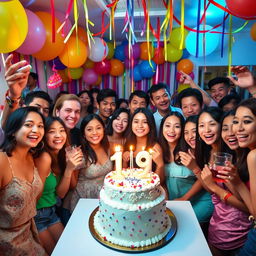 A vibrant and lively 19th birthday celebration scene
