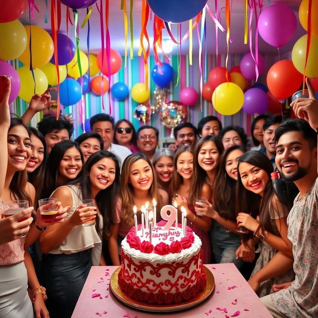 A vibrant and lively 19th birthday celebration scene