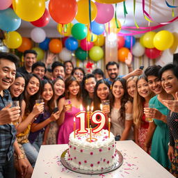 A vibrant and lively 19th birthday celebration scene